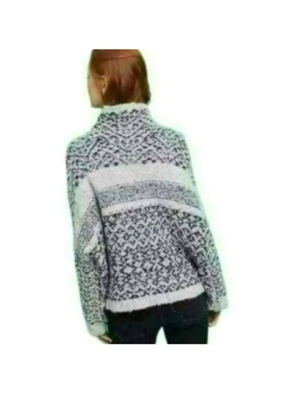 Moth Solita Women's Large Gray Black Wool & Alpaca Funnel Neck Oversize Sweater